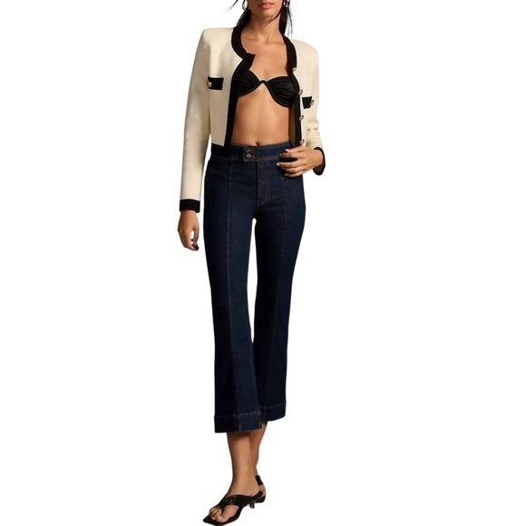 Anthropologie Pilcro The Nyhavn Cropped Flare Leg Jeans Dark Blue Sz 32 - Picture 11 of 15